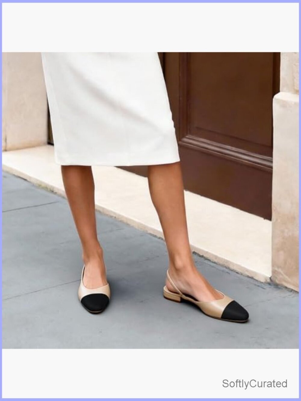 Slingback Ballet Flats Low Heel Square Toe Dress Shoes Business Casual - Picture 3 of 7